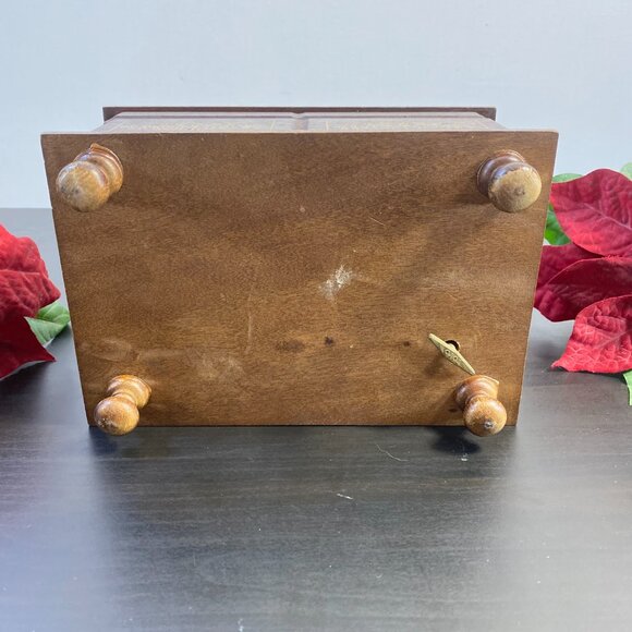 Handmade Wooden Jewelry Box, Velvet and Mirror, Top Opening Keepsake, Music Box, - Picture 6 of 7